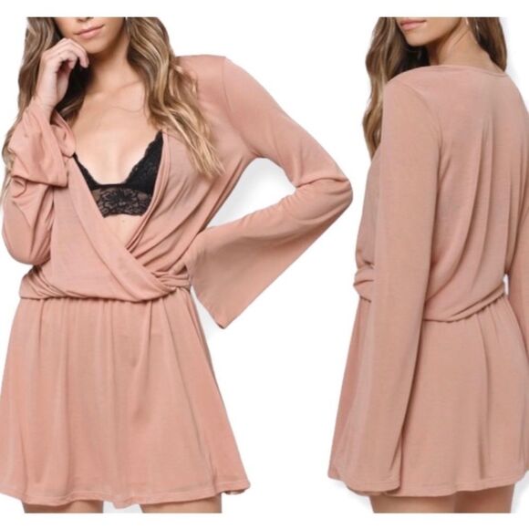 TOBI Eliza Bell Sleeve Terracota Cotton Knit Day Dress Size Small - Picture 2 of 13